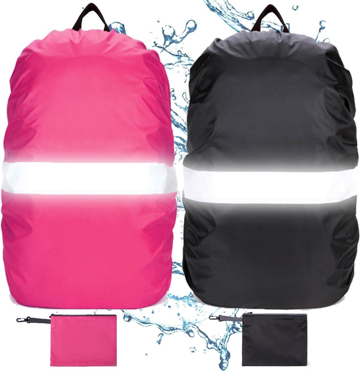2 Pack Waterdichte Regenhoes voor Rugzak 40-50L met Reflectie - Regenhoes voor Outdoor Activiteiten - Hiking & Fietsen