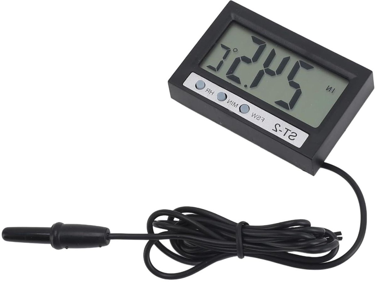 Allecto Plus - Digitale Autothermometer met LCD Display en Buiten Temperatuurindicatie - Speciale Watertestthermometer voor Aquarium en Koelkast - Auto Gemonteerd - Binnen en Buiten Gebruik