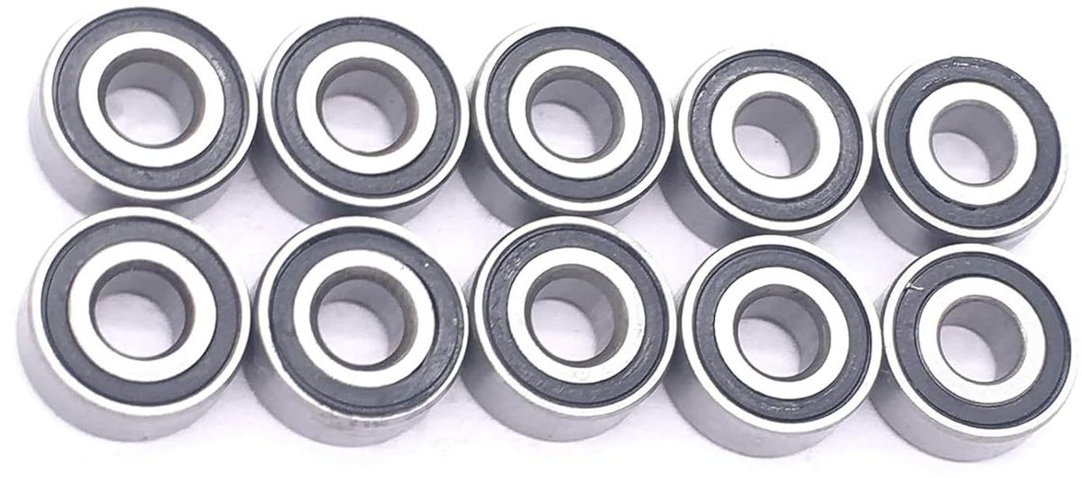 Allecto Plus - Groefkogellagers 10 stuks 4 mm x 10 mm x 4 mm van Micromachine staal, Dubbelzijdig afgesloten rubberen lagers
