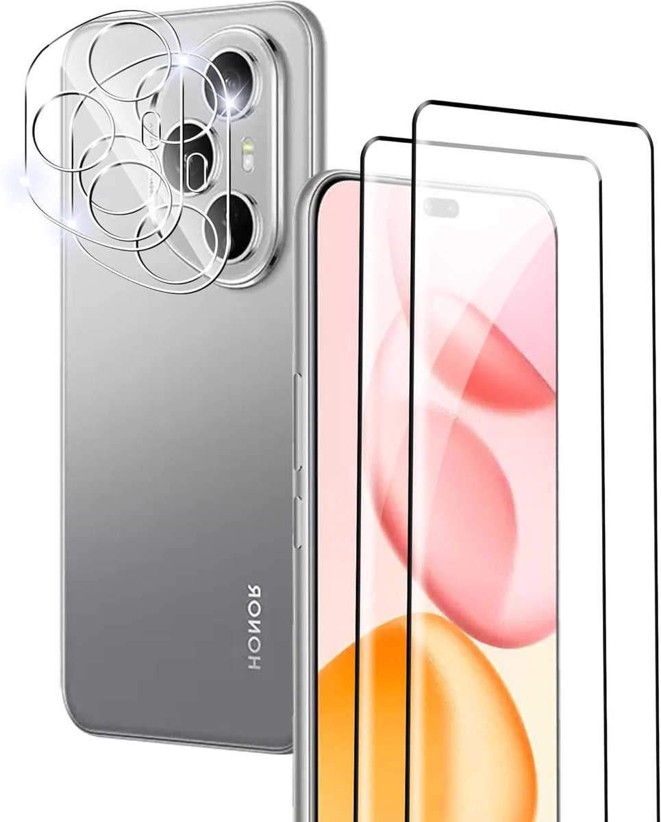 Allecto Plus - Display beschermer voor smartphone - Gehard glas - 2 stuks - Krasbestendig - Hardheidsgraad 9H - Cameralens - Voor Honor 400 Pro 5G