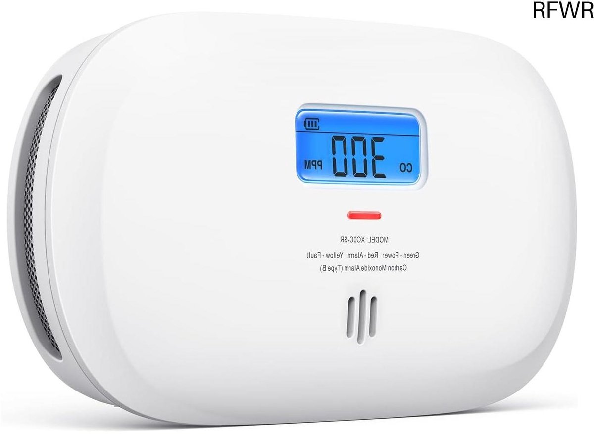 RFWR® Koolmonoxidemelder met Digitaal Display en Piekwaarde Geheugen - Vervangbaar CO-alarm voor Veiligheid Thuis