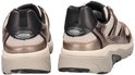 Achterkant van twee grijze Gabor Rollingsoft sneakers met metallic accenten en het Rollingsoft logo.