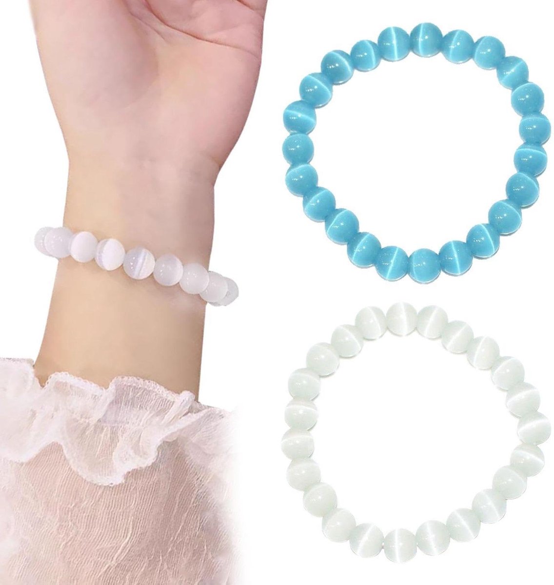 Allecto Plus - Damesarmbanden met kristallen en parels - Set van 2 - Stijlvolle dameshanddecoratie