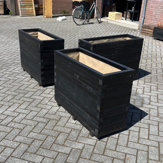 AMISHOUT - Jardinière haute en bois 100x40x72cm - noir - jardinière d'extérieur
