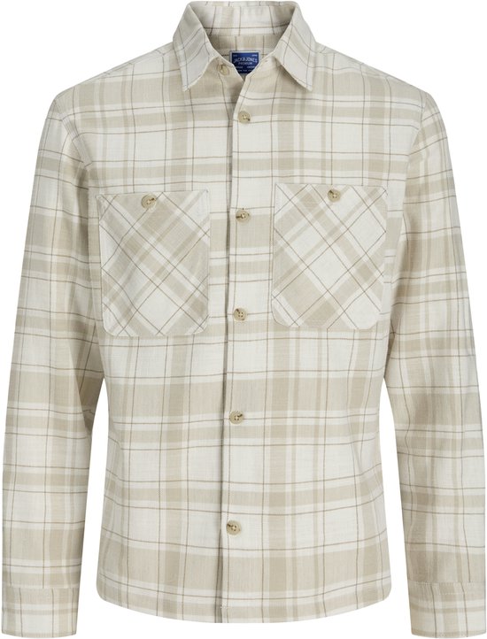 Chemise pour hommes Jack & Jones JPRBLURAYLE LINEN BL.CHECK LS regular fit Blanc XL Adultes