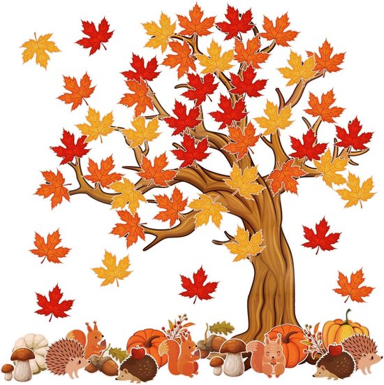 80 Stuks Herfst Bulletin Board Decoraties - Uitsparingen van Papier met Esdoornblad en Pompoen - Voor Thuis en School - Start Seizoen Decoratie - Thanksgiving Day