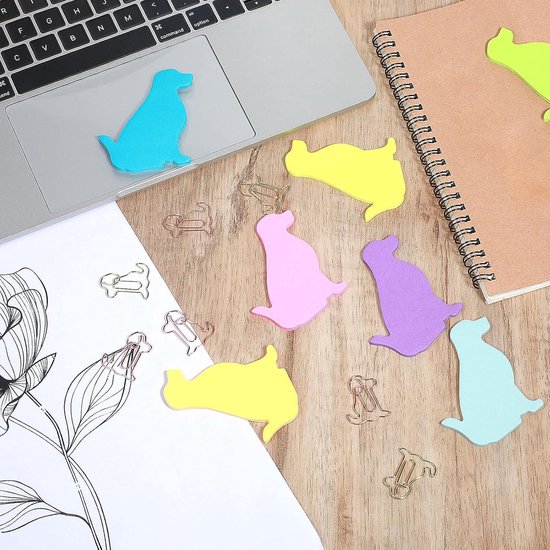 Molain Sticky Notes 7 Pack, Cartoon Dier Vormige Memo Pads met Paperclips, 210 Zelfklevende Vellen voor Boeken, Bureaus, Muren, Dagelijkse Schema's, Leertaken, Geschenken