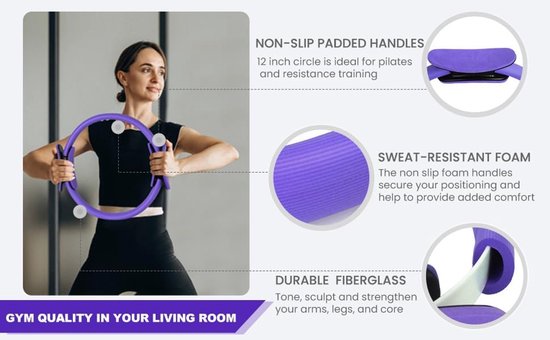 Jellybibo 13-delig Pilates-ringset, incl. Pilates-ring, yogabal, fitnessband, spanningsring, massagering, geschikt voor home-gym-fitnessapparatuur