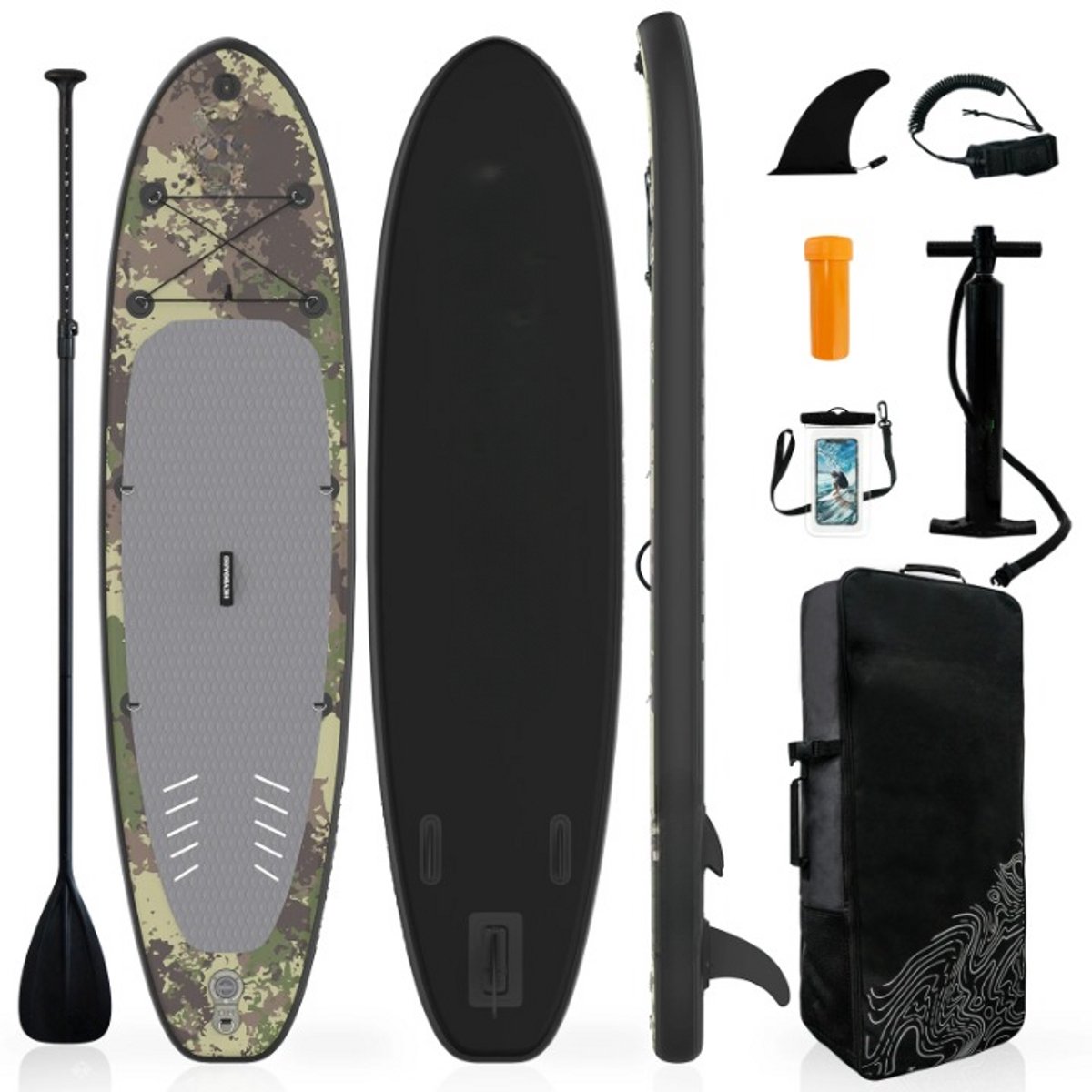 Opblaasbaar Stand Up Paddle Board – SUP Board – Peddelboard – Inflatable Paddleboard – Lichtgewicht – Drop-Stitch Materiaal – Inclusief Pomp - Legergroen