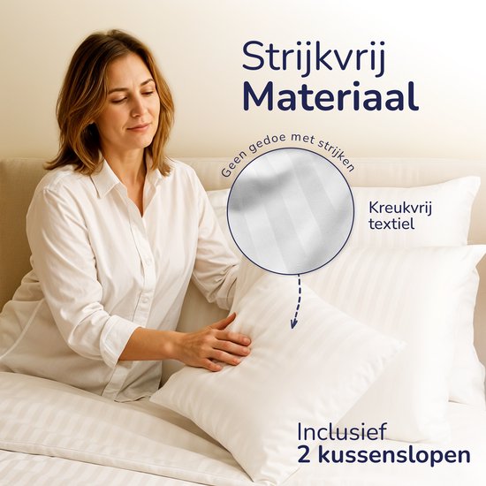 Decoware Dekbedovertrek Set - Beddengoed met kussensloop - Microvezel Dekbed Overtrek Hotelstreep Wit - Tweepersoons Overtrek - Vier Seizoenen - 200x200 cm - Twee keer kussensloop 60 x 70 cm van Merkloos — afbeelding 5