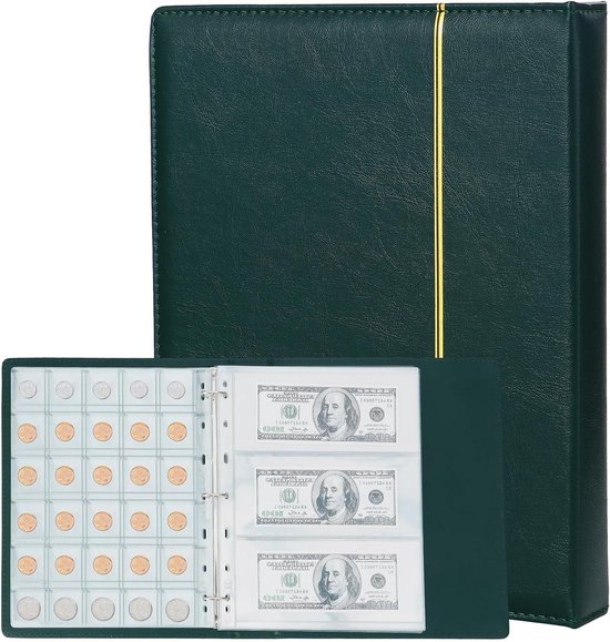 FGXY Muntencollectie Album 250 Zakken, Muntenverzamelaars, Munten Verzamelaars Album Houders, Album Boek Munt Opslag Album, Munt Pocket Pagina's, Voor Muntenverzamelaars Album Boek Case (rood