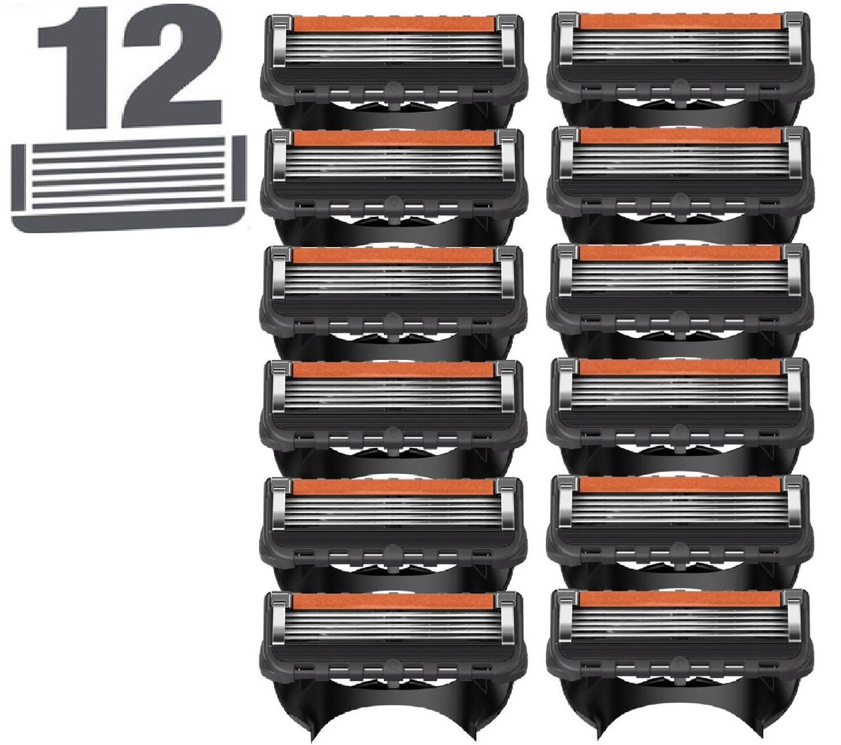 Universele Scheermesjes - 5 Blade Compatibel - 12 scheermesjes - voor mannen - 12 scheermesjes - voor mannen - Kleur Zwart