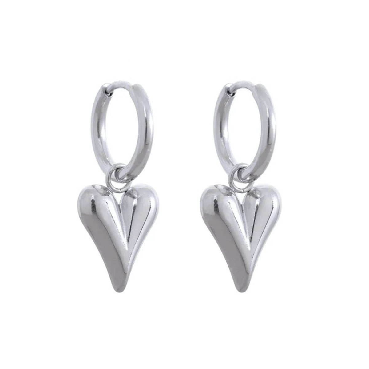 Luxxie hart oorbellen zilver-hoops oorbellen-trendy oorbellen -dames sieraden-kado voor haar