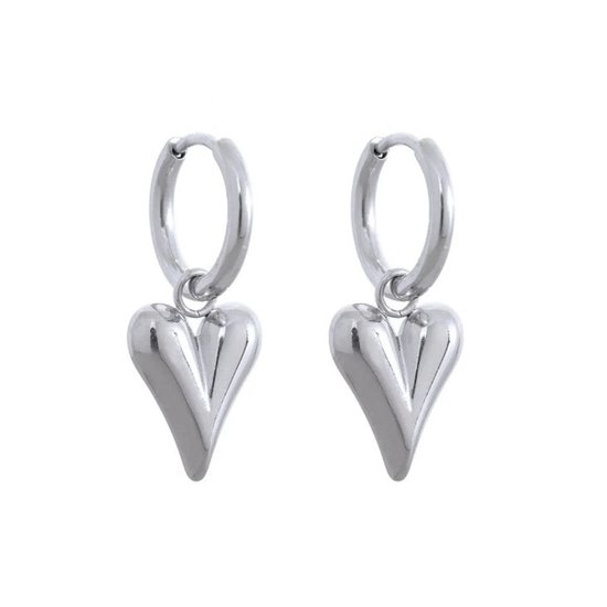 Boucles d'oreilles cœur Luxxie en argent - créoles - boucles d'oreilles tendance - bijoux pour femme - cadeau pour elle