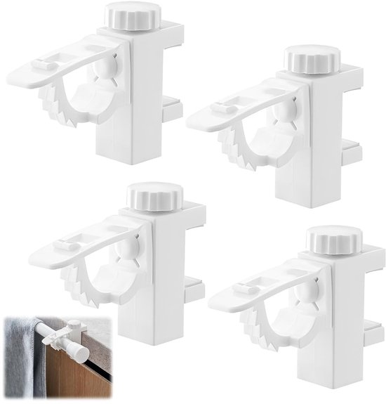 Gordijnroede zonder boren, 4 stuks, transparante gordijnroede houders