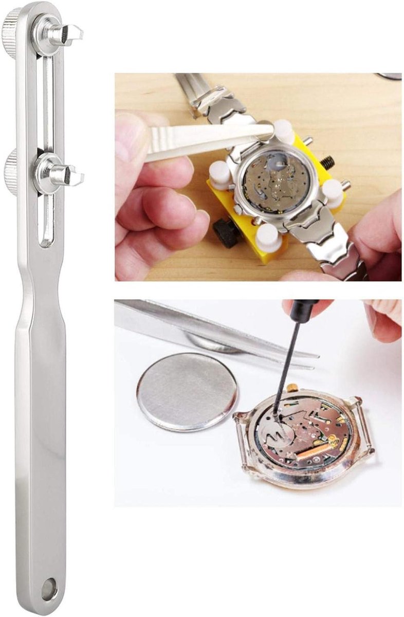 Allecto Plus - Horloge achterkant opener voor batterij vervangen en reparatie - Geschikt voor horloges met diameter kleiner dan 55mm - Verstelbare sleutel