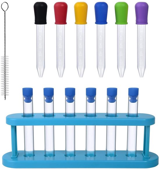 Pipetten pipetten, transferpipet van kunststof, set met 8 druppelaars voor vloeistof, siliconen pipetten 5 ml, voor zoete chocolade en experimenten voor kinderen (verschillende kleuren
