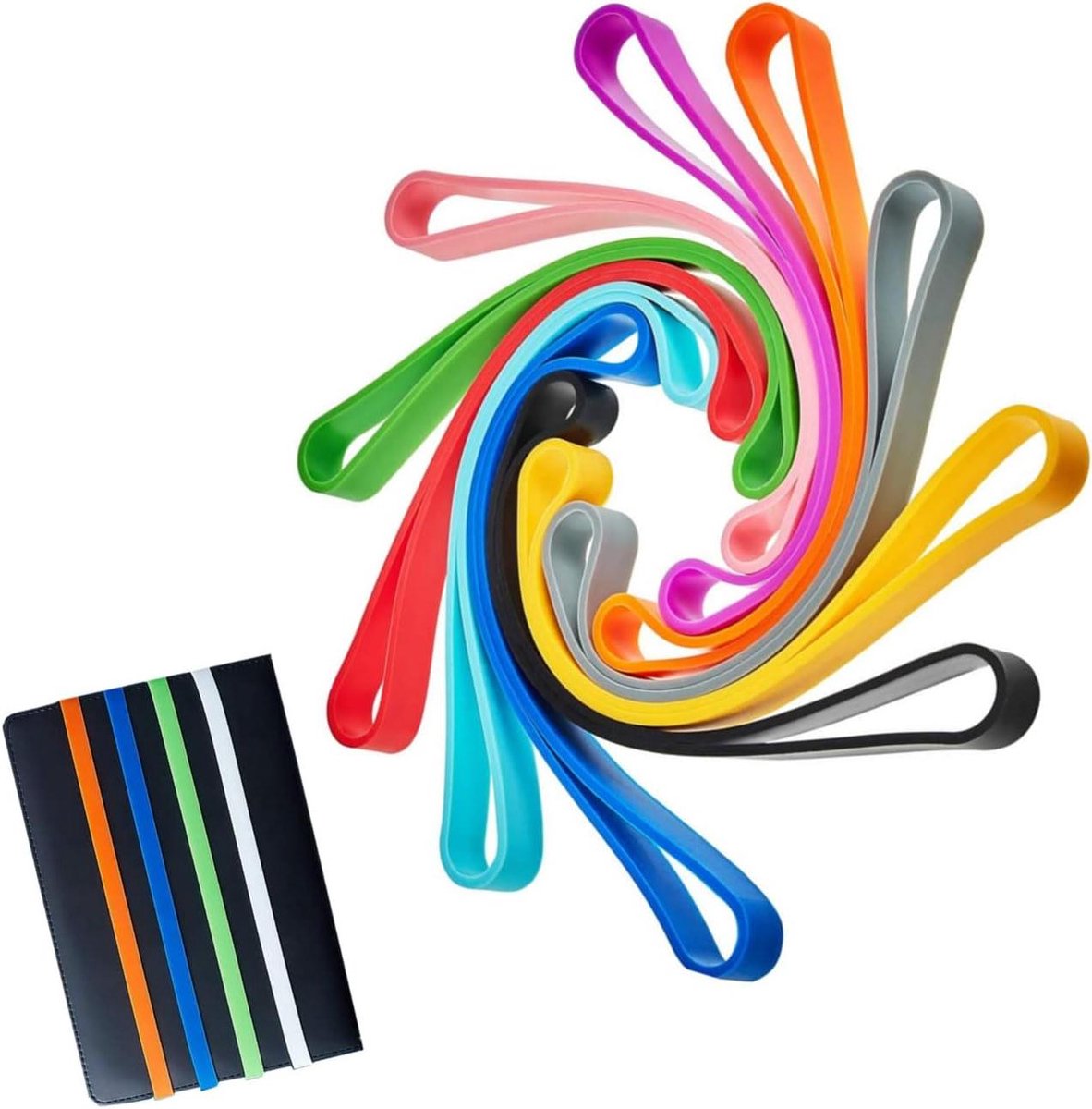 Elastische bands voor planner - 10 stuks in 10 kleuren - Groot formaat