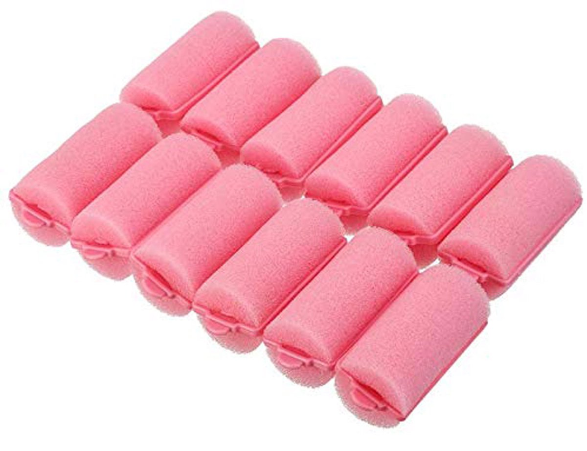 Haarkrullers - Haarrollers - 12x Luxe Krulspelden Spons - Kleefroller - Haren - Krullen - Verzorging - Krul - roze