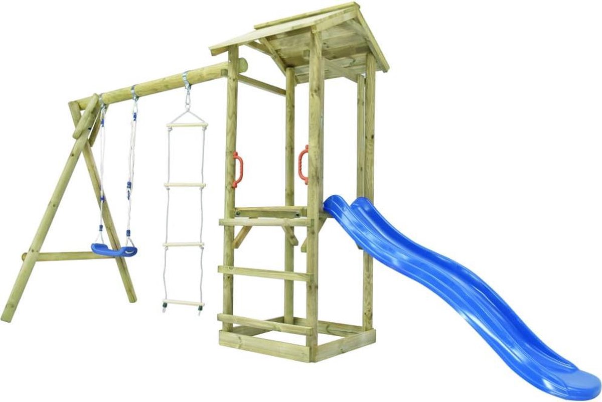 vidaXL Speelhuis met ladder. glijbaan en schommel 400x150x220 cm FSC hout |  bol.com