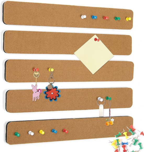 Foto: Kzq 5 stuks vilten prikbord vilten muurstickers stripstrips prikbord decoratief achtergrondbord perforatievrij geschikt voor slaapkamer kantoor en thuis als wanddecoratie prikbord met zelfklevend kurkbord pin niet inbegrepen 