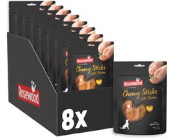 Rosewood Chewy Sticks Kip Medium - Kauwstaven voor Honden - Met Kip & Runderhuid - Graanvrij & Zonder Kunstmatige Toevoegingen - 8 zakjes à 4 kauwstaven