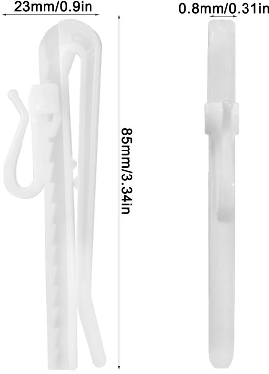 Gordijn haakjes verstelbare plastic inschuif gordijnhaak 7 cm 2 x 100 stuks | Daylight Gordijnen