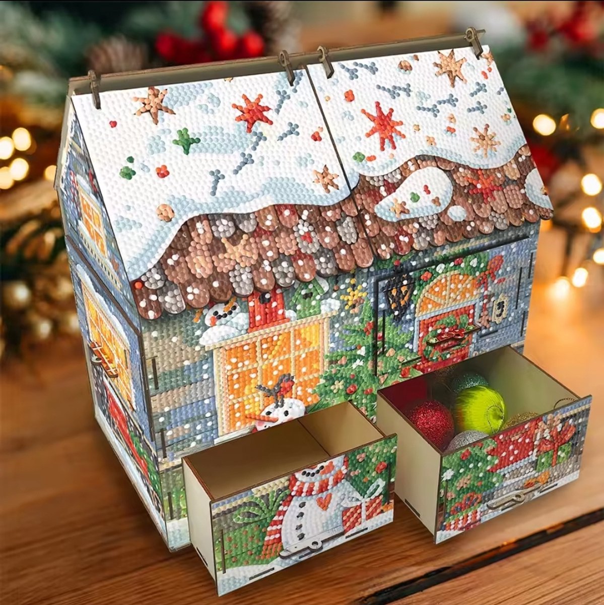 Diamond Painting - Surprise Huisje - Bouwpakket 25x14,5x24cm - Hout - Adventskalender - Kerstmis - Sinterklaas - Cadeau