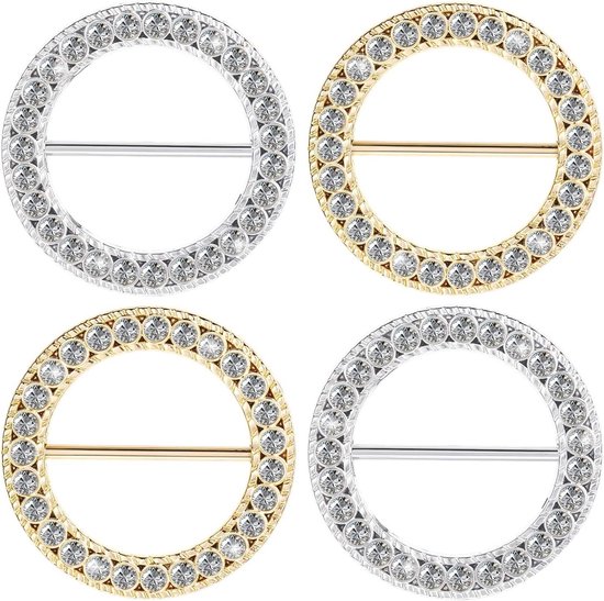 Foto: Allecto plus t shirtclips in steentjes design 4 stuks voor dameskleding sjaalring clips draaiknop taillegespen legering cirkel sjaaldecoratie ronde shirtbanden clips