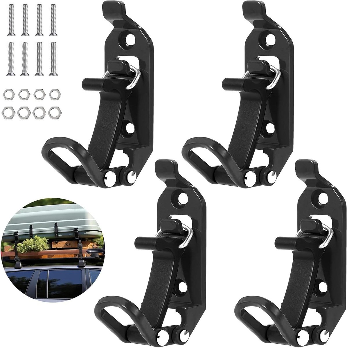 Allecto Plus - Schophouder voor dakdragers 4 stuks - Metaal Rubber - Wandmontagekit - Auto-accessoires - Boten Bijl - Zwart