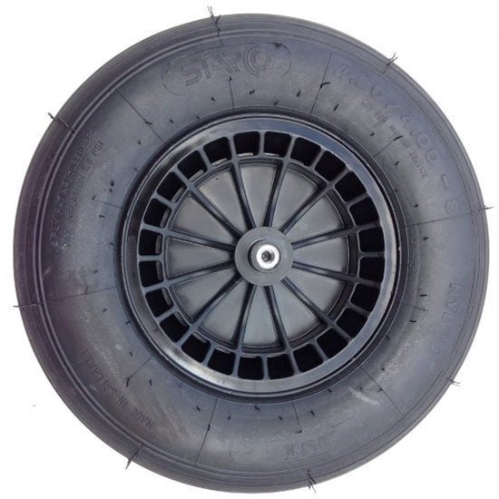 FORT Kruiwagenwiel 400x100mm met 2PLy luchtband, kunststof velg Zwart, aslengte 130 mm en Ø 20mm — afbeelding 4
