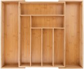 alpina Uitschuifbare Bestekbak 34-56.5cm x 46 x 6cm - Besteklade - 6 tot 8 Vakken - Bamboe