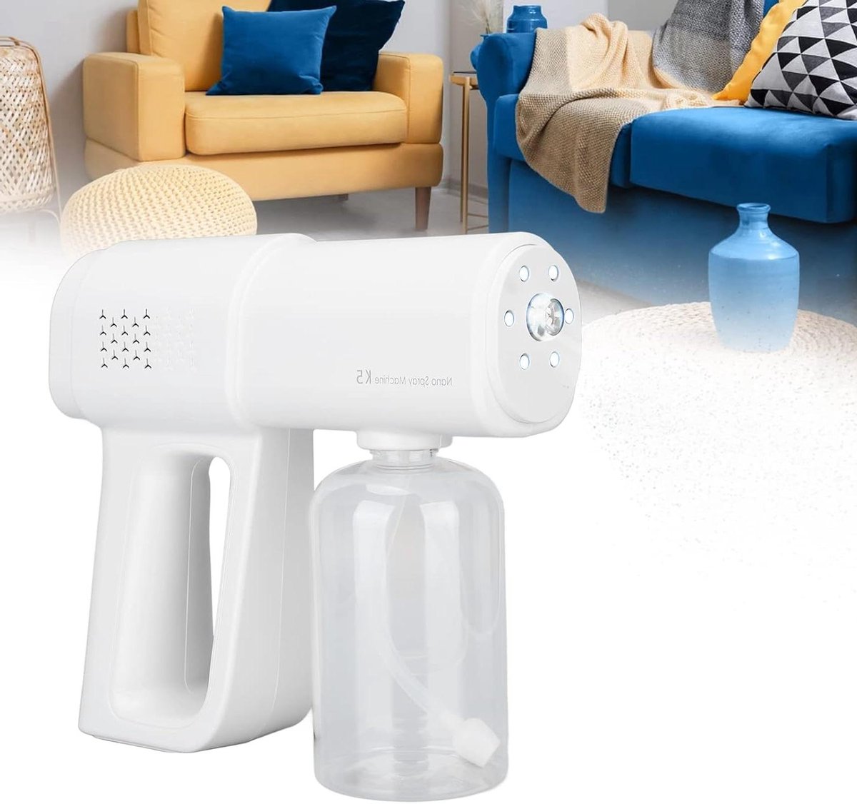 Allecto Plus - Handbediend Nanometer-spuitpistool 380 ml Draadloos USB-oplaadbaar - Fijne Nevelreiniging en Vernevelende Sproeier - Kappers en Thuiskamer - Nano-spuitpistool met Nanotechnologie.