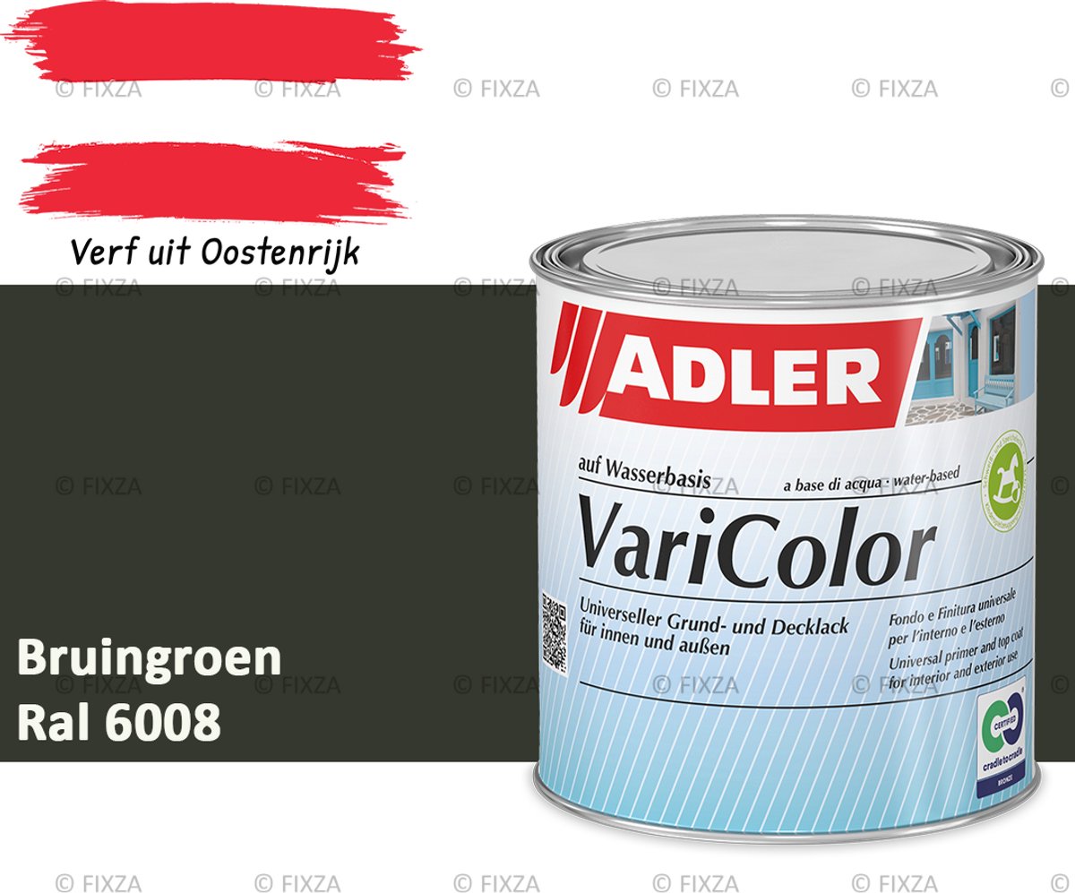 ADLER Varicolor Lakverf RAL 6008 - Bruingroen 375 ml – 2-in-1 Houtverf, Metaalverf en Kunststof Lak voor Binnen & Buiten