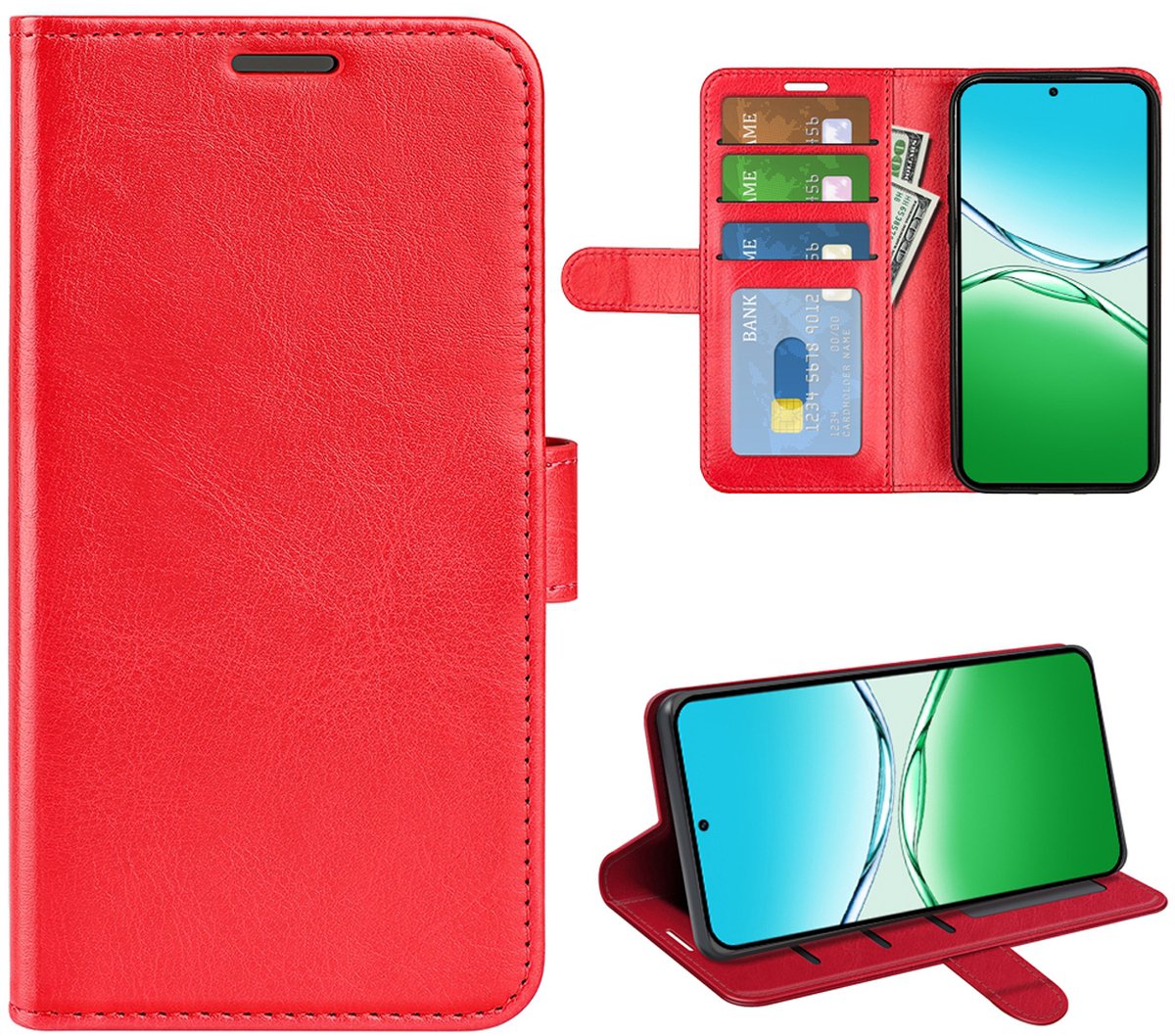 MobyDefend Hoesje - Geschikt voor Oppo A5 5G - Wallet Book Case (Sluiting Achterkant) - Rood