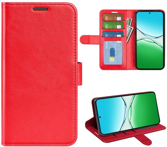 MobyDefend Hoesje - Geschikt voor Oppo A5 5G - Wallet Book Case (Sluiting Achterkant) - Rood