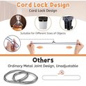 Demonstratie van de cord lock design, geschikt voor verschillende objecten zoals zakken, vuilnisbakken en containers. Verstelbaar.