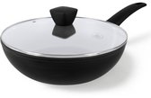 Bol.com BE Living Delight Wokpan met Deksel - Ø 28 cm - Keramisch - PFAS vrij - Inductie - Zwart aanbieding