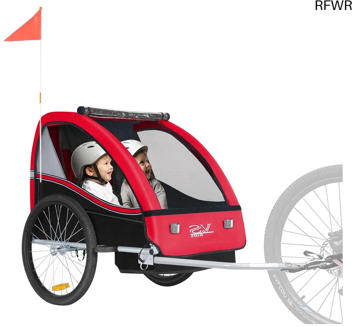 RFWR® Kinderaanhanger voor Fiets met 1 of 2 Zitplaatsen