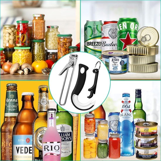 Dekselopener 8 in 1 multiopener, handmatige blikopener, met