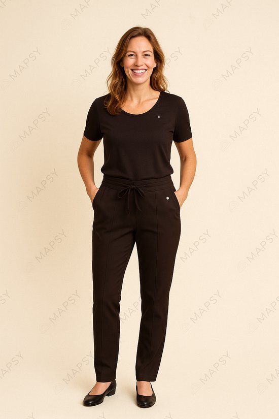 Angelle Milan – Travelkleding voor dames – Bruine Broek taps aflopend – Ademend – Kreukherstellend – Duurzame Broek - In 6 maten - Maat S