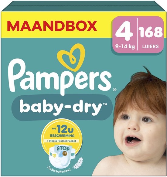 Pampers - Baby Dry - Maat 4 - Maandbox - 168 luiers