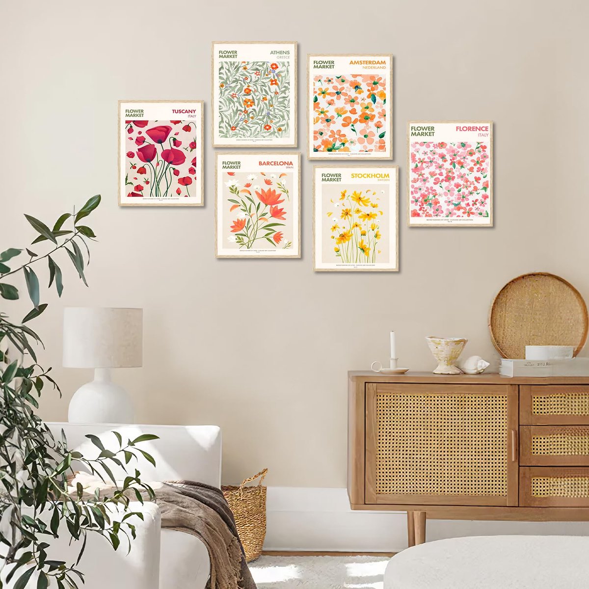 Ibenzoa® Bloemenmarkt Vintage Botanische Wanddecoraties Set van 6 Canvas Afbeeldingen 20 x 25 cm Zonder Lijst — cadeau in Wonen & Interieur - foto 2