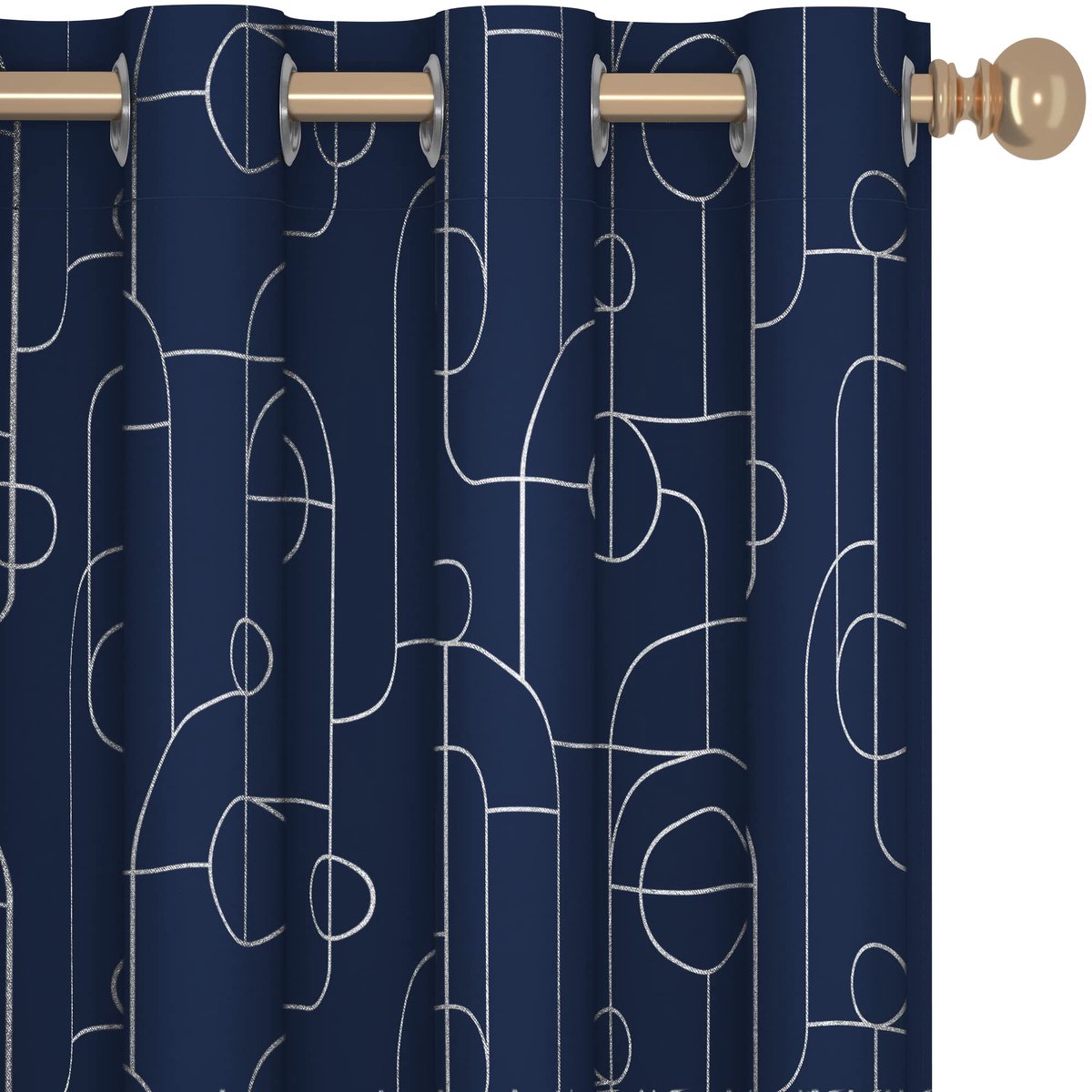 Ibenzoa Moderne Thermische Verduisteringsgordijnen met Ringen - Donkerblauw, Set van 2 Stuks, 260 x 140 cm
