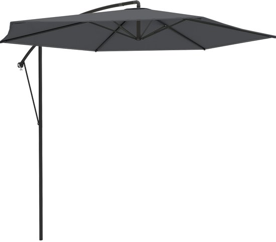 LifeGoods Zweefparasol - tot 8 Personen - Ø300cm - Waterdicht - met Hoes en Kruisvoet - Tuin - Donkergrijs