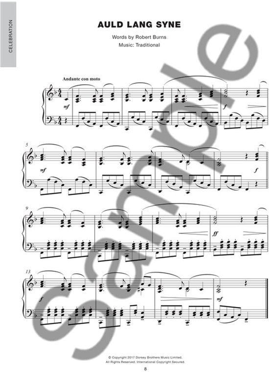 Muziekblad voor 'Auld Lang Syne', Andante con moto.