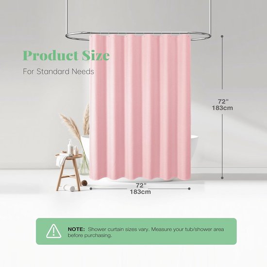 BOTC Douchegordijn Anti Schimmel - 180x180cm - Inclusief ringen - Met gewichtsband - Premium kwaliteit - Waterdicht