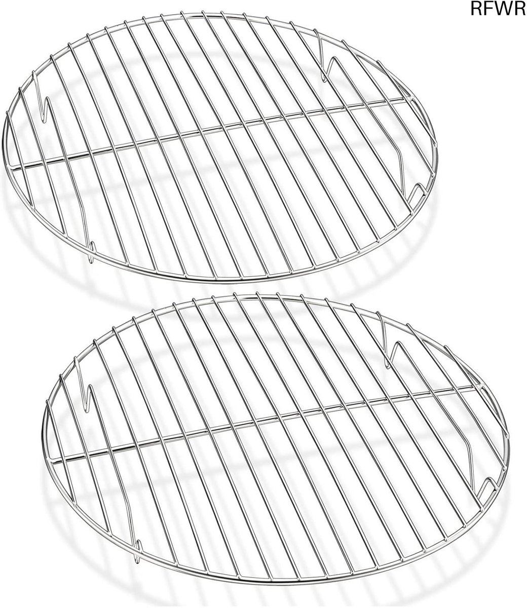 RFWR® Rond Afkoelrooster Set van 2 - 100% Roestvrij Staal, Oven- en Vaatwasmachinebestendig - 27 cm