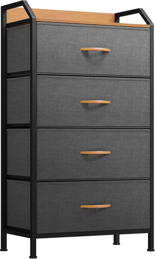 【カデル】cadeal 4drawer chest CADUKE Slim Chest of Drawers with 4 Fabric Drawers, Vertical