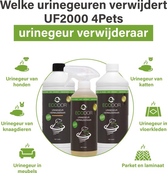 Ecodor UF2000 4Pets - Urinegeur Verwijderaar - 2x 500ml - Katten zindelijkheidstraining
